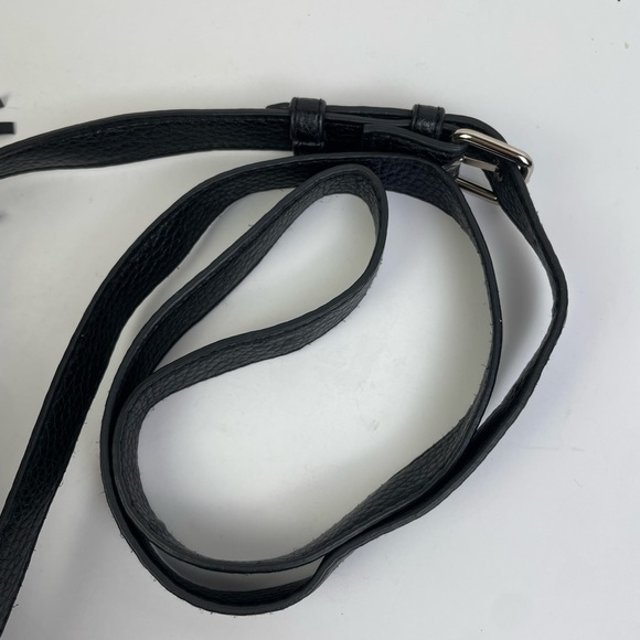 Libby Edelman Black Vinyl Geranium Floral Velour Print Small Crossbody Bag Purse - Picture 5 of 7